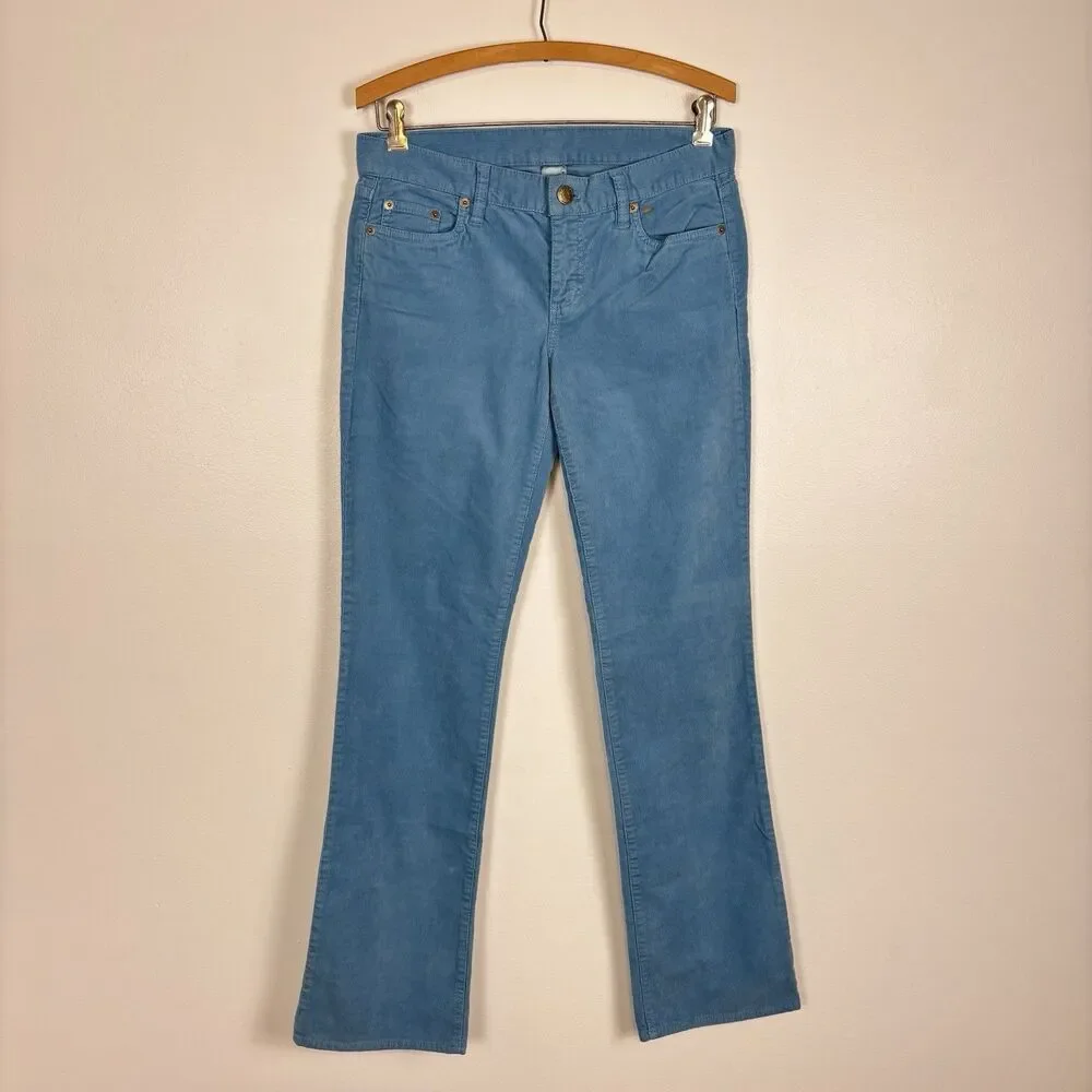 J. CREW Womens 27R Favorite Fit Blue Corduroy Pants 98% Cotton 2% Spandex 95968